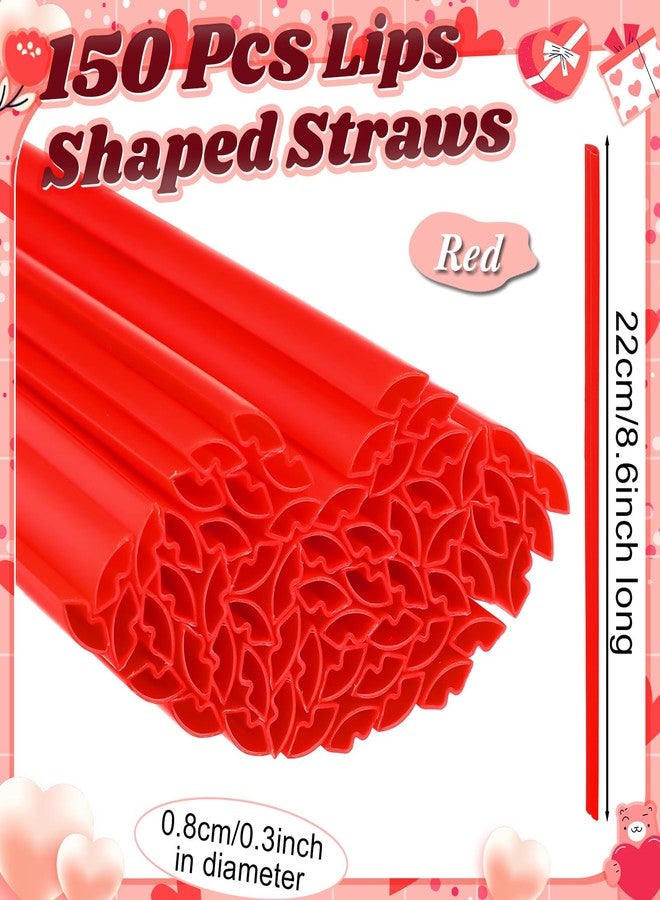 Potchen 150 Pcs Valentine's Day Party Plastic Lips Shaped Straws Disposable Small Mouth Drinking Straw Bulk for Galentine's Day Cocktail Bridal Shower Wedding Party Supplies (Red) - Image 2